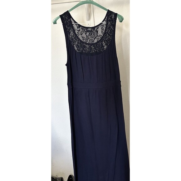 Gap Women's Navy Blue Maxi Dress with Lace Top Large  and Very Long - Picture 3 of 9